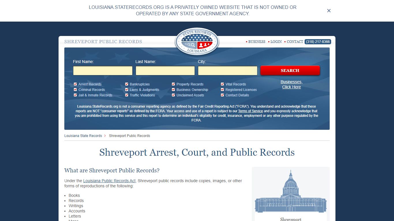 Shreveport Arrest, Court, and Public Records
