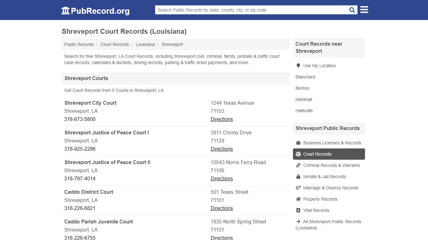 Free Shreveport Court Records (Louisiana Court Records) - PubRecord.org